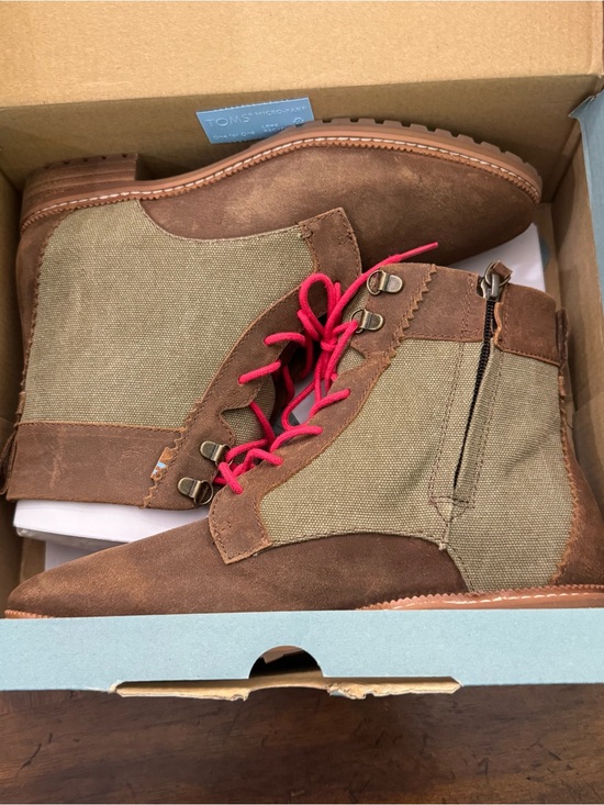 Toms Shoes - TOMS Nolita Brown & Dusty Olive Lace-Up Ankle Boots